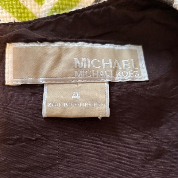 MICHAEL Michael Kors Green and Brown Geometric Midi Dress - Picture 3 of 3